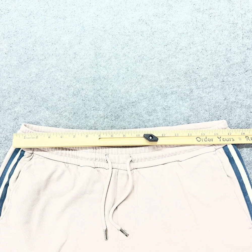 Mr Porter Sweat Shorts Mens Large Pink Organic Cotton Stripe Drawstring 7